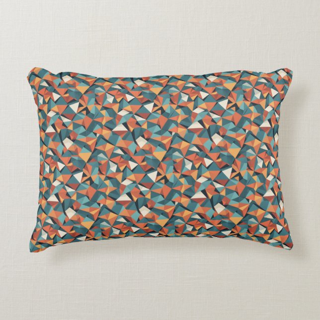 Almofada Decorativa Mid-Century Geometric Teal & Orange Pattern (Frente)