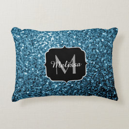 Almofada Decorativa Minigrama azul-claro-bebê brilha brilho monograma