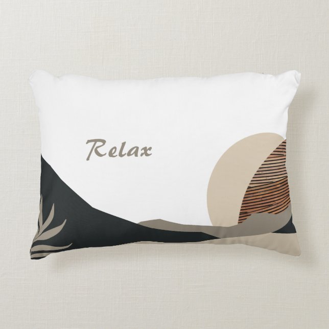 Almofada Decorativa  Minimalist Abstract Boho Mountains  (Frente)