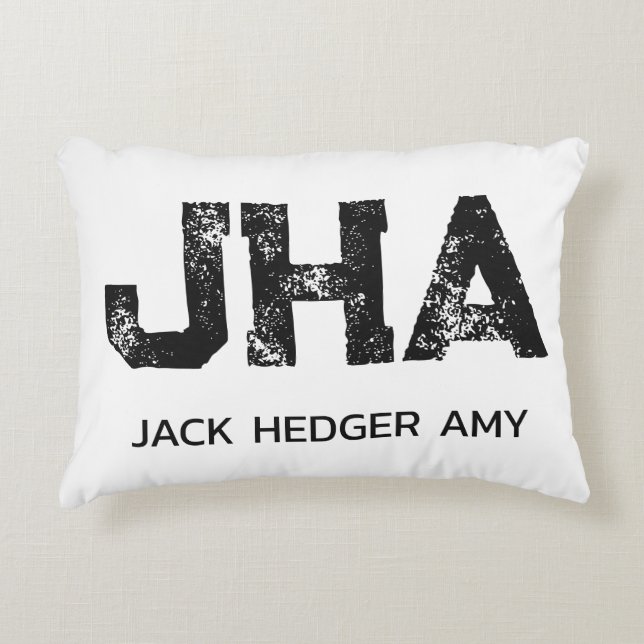 ALMOFADA DECORATIVA MINIMALIST BLACK THREE LETTER MONOGRAM NAME WHITE (Frente)