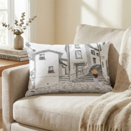 Almofada Decorativa Minimalist European Street Illustration 