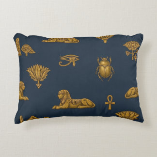 Almofada Decorativa Minimalist Navy & Antique Gold Egyptian Pattern