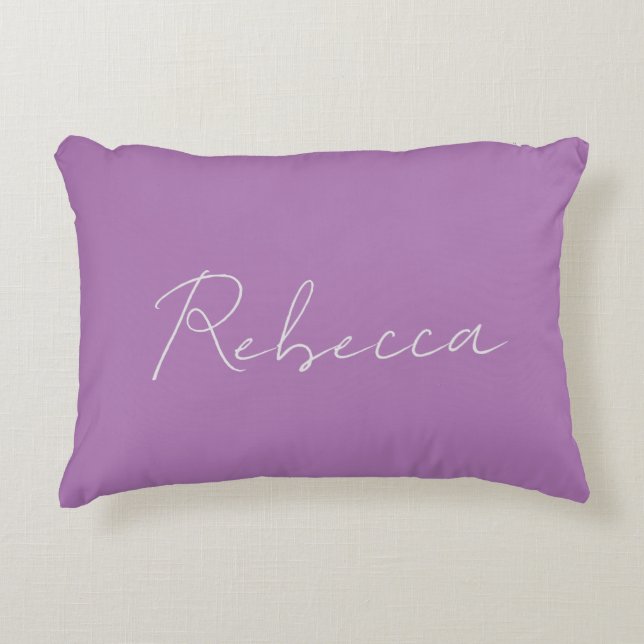 Almofada Decorativa Minimalist Plain Handwritten Name Lavender Pink (Frente)