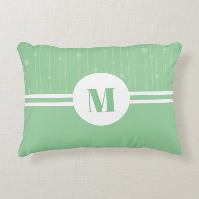 Almofada Decorativa Mint verde stripes monograma pastel mínimo (Frente)