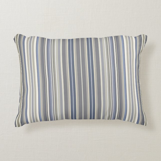 Almofada Decorativa Misty Blue Cinza Stripes (Frente)