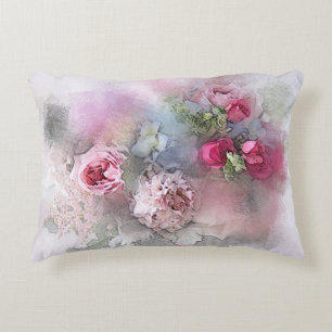 Almofada Decorativa Modelo Floral Rosas de Aquarela Buquê