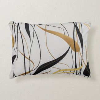 Almofada Decorativa Modern Black & Gold Abstract Line 