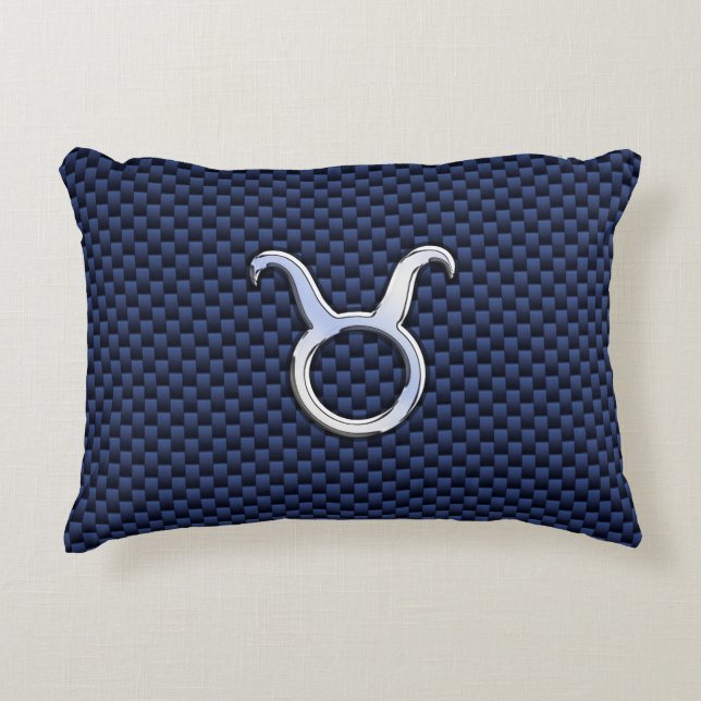 Almofada Decorativa Modern Taurus Zodiac Sinal Impressão de Fibra Azul (Frente)