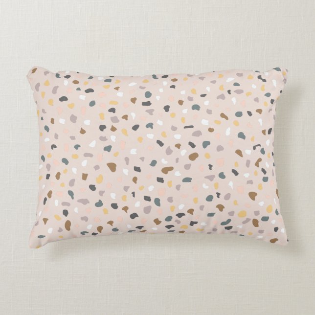 Almofada Decorativa Modern Terrazzo Padrão Suave Neutro (Frente)