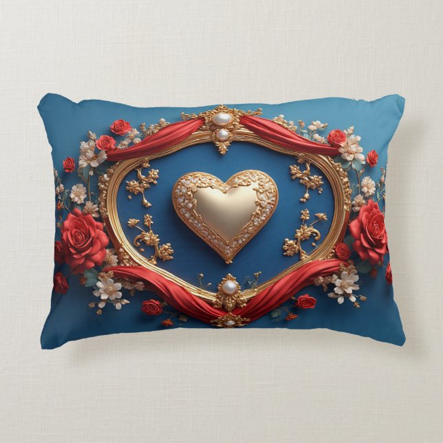 Almofada Decorativa Moldura de Ouro Luxuoso Com Pérolas (Frente)