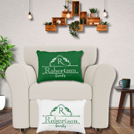 Almofada Decorativa Moldura Verde Floresta Nome Família Monograma Divi