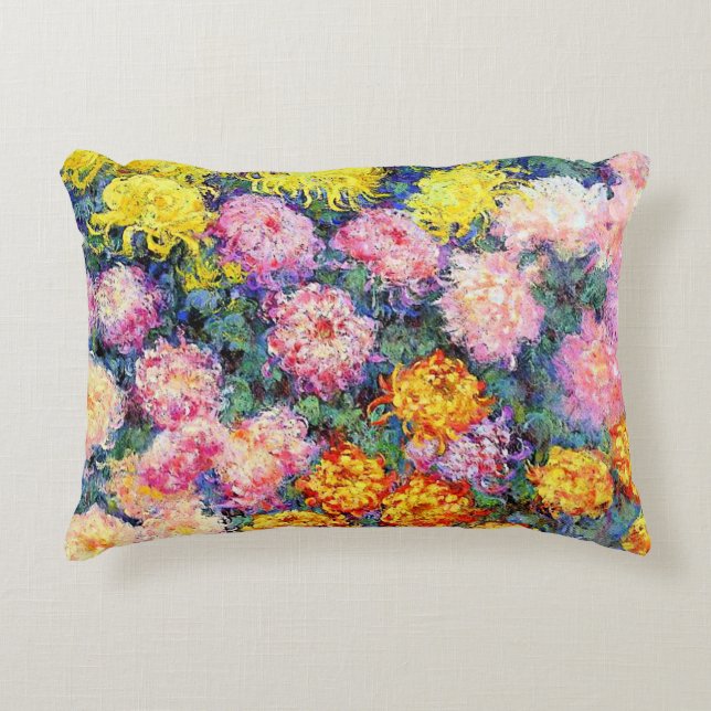 Almofada Decorativa Monet - Cama de Chrysanthemums, (Frente)