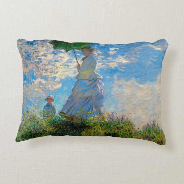 Almofada Decorativa Monet Mulher Guarda-Sol Impressionismo (Verso)