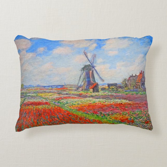 Almofada Decorativa Monet Tulips Windmill (Frente)