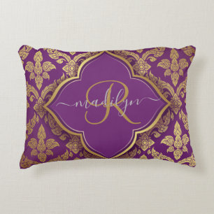 Almofada Decorativa Monograma da Fleur Dourada Roxo