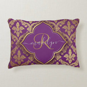 Almofada Decorativa Monograma da Fleur Dourada Roxo