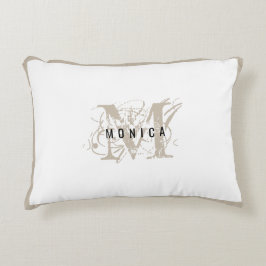 Almofada Decorativa Monograma de Beige Moderno Russo Chic