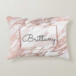 Almofada Decorativa Monograma de mármore Dourado branco e cor-de-rosa
