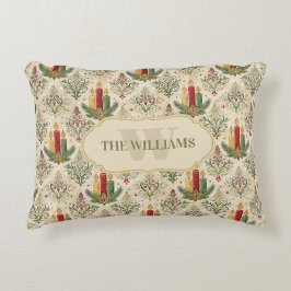 Almofada Decorativa Monograma de Velas e Ornamentos de natais vintages