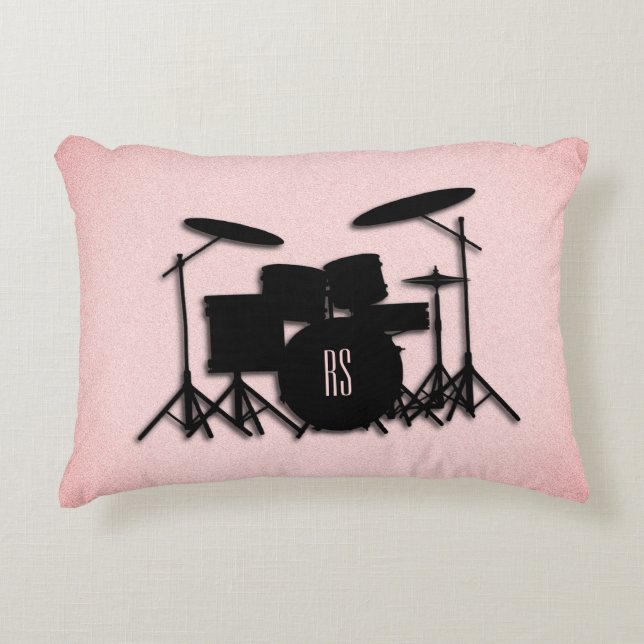 Almofada Decorativa Monograma Drum Set Music Design (Frente)