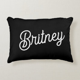 Almofada Decorativa Monograma e Nome Personalizados de Branco Preto Mo