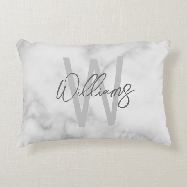 Almofada Decorativa Monograma e Nome Personalizados de Script de Ângul (Frente)