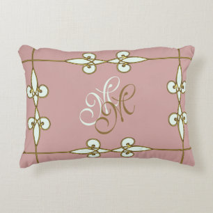Almofada Decorativa Monograma floral lindo do vintage do nouveau da