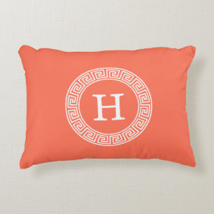 Almofada Decorativa Monograma Inicial da Linha Chave Grego Branco Cora