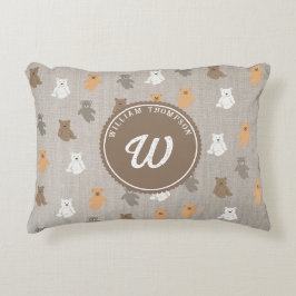 Almofada Decorativa Monograma inicial do padrão do Urso Justo