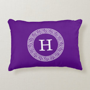 Almofada Decorativa Monograma Inicial do Quadro-Chave Grego - Purple W