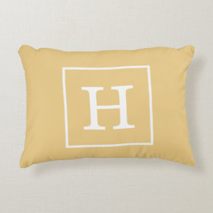 Almofada Decorativa Monograma Inicial em Branco Flax Emoldurado