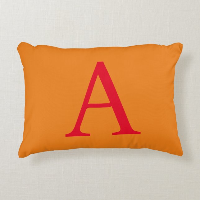 Almofada Decorativa Monograma Moderno - Letra Inicial Vermelho Laranja (Frente)