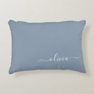 Almofada Decorativa Monograma Moderno Minimalista Dusty Blue Elegante