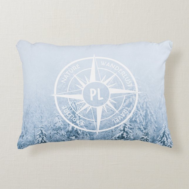 Almofada Decorativa Monograma monograma de emblem em estrela de compas (Frente)