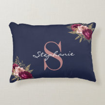 Monograma Nome Personalizado Rosa Dourado Borgonha