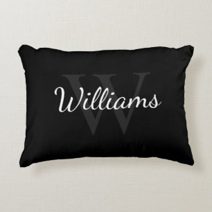 Almofada Decorativa Monograma Personalizado e Nome Preto