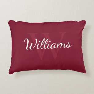 Almofada Decorativa Monograma Personalizado e Nome Vermelho Borgonha