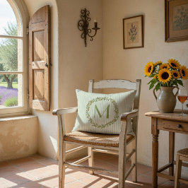 Almofada Decorativa Monograma Personalizado - Faixa Verde e Azeitonas