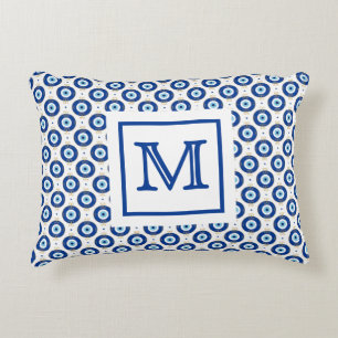 Almofada Decorativa Monograma Personalizado Padrão Olho do Mal Moderno