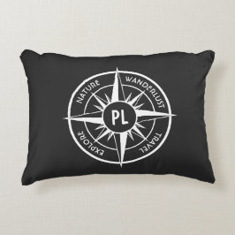 Almofada Decorativa Monograma preto e branco do emblema da estrela da 