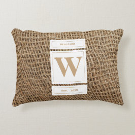 Almofada Decorativa Monograma Russo Burlap Inicial