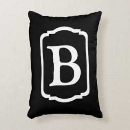 Almofada Decorativa Monograma Simples em Preto e Branco com Moldura