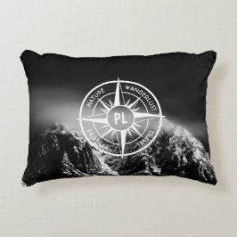 Almofada Decorativa Montes dramáticos do emblema da estrela da Compass