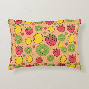 Almofada Decorativa Morango, limão e papel de parede de fruta kiwi