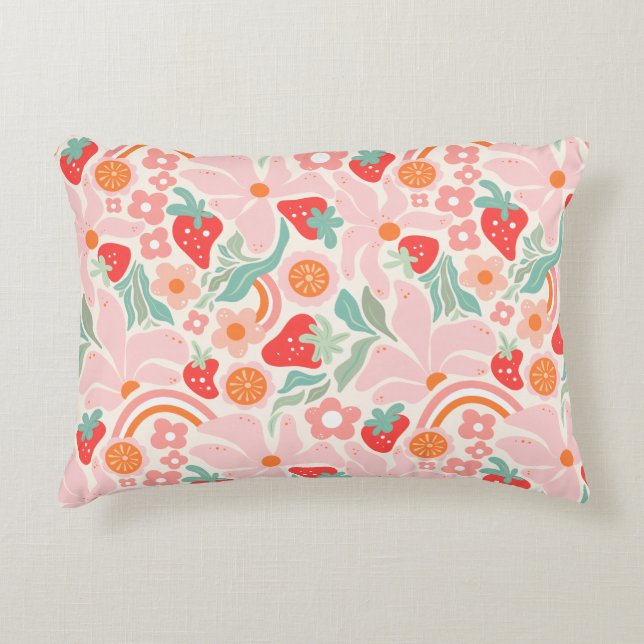 Almofada Decorativa Morango pastel retrô  (Frente)