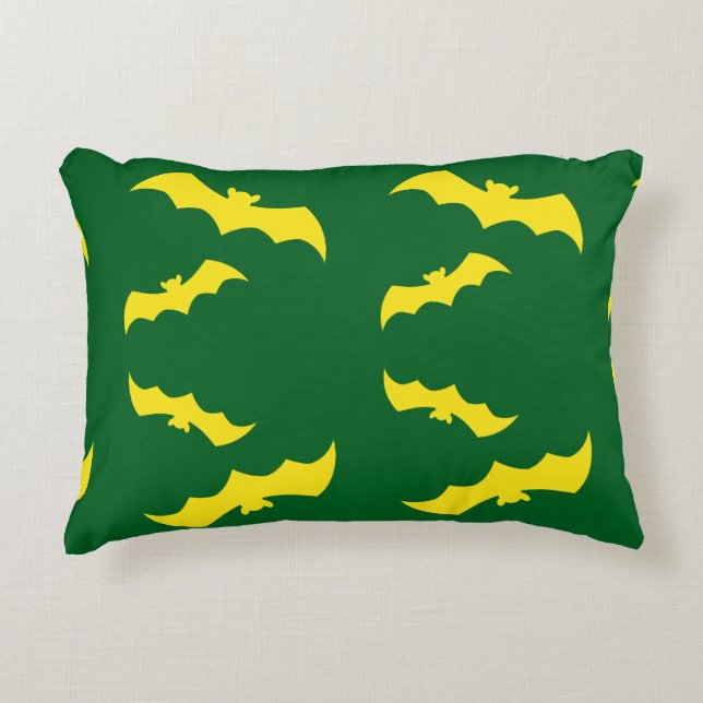 Almofada Decorativa Morcegos Amarelos Voadores de Halloween (Frente)