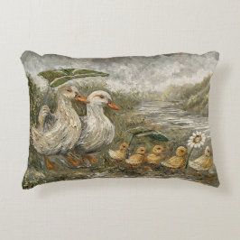 Almofada Decorativa Morning Commute Whimsical Farmhouse Duck Rainy Day