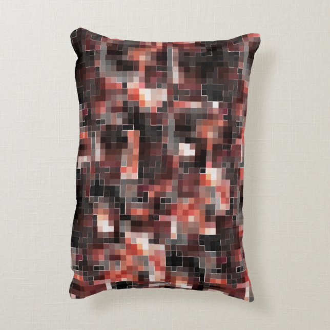 Almofada Decorativa Mosaico quadrado estilo azulejo virtual em bege a  (Verso(Vertical))