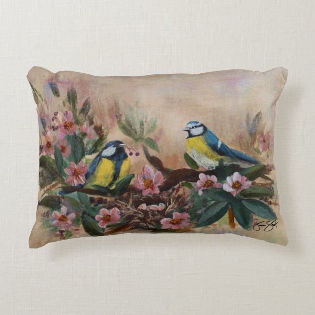 Almofada Decorativa "Mothers Day Birds" Accent Pillow (Frente)
