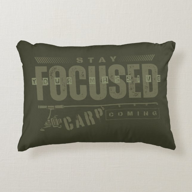 Almofada Decorativa Motivação de pesca | Pesca da carpa | Foco (Frente)